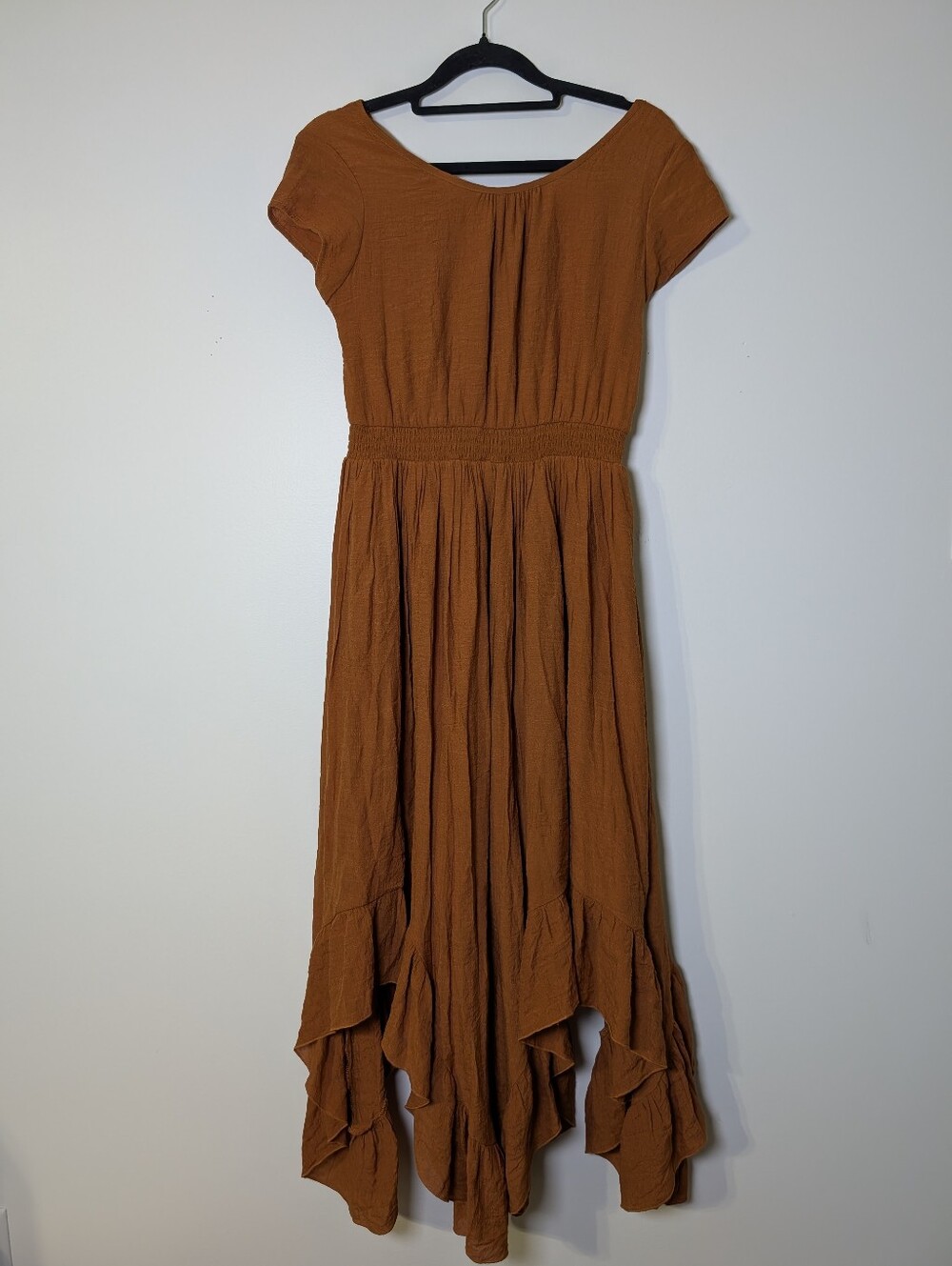 Mia Joy Boho Prairie Midi Dress Size 12 Open Back Cottagecore Romantic Rust - Picture 3 of 10